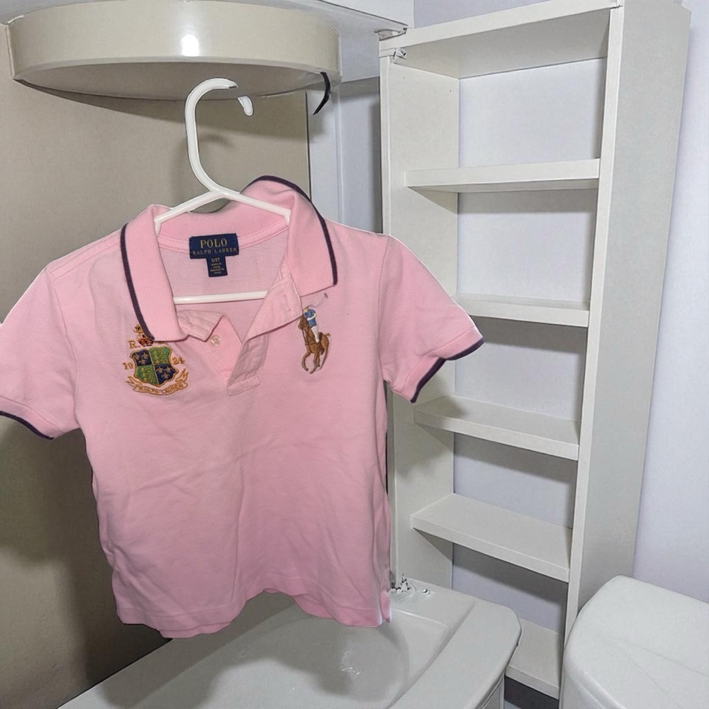 Ralph Lauren Kids Pink Polo with Embroidered Crest. Size 3T - Picture 2 of 6